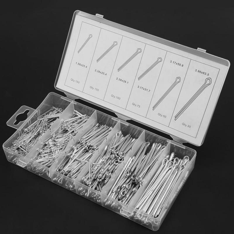 555Pcs Split Pins Mechanische Hitch Haar Tractor Fastener Pin Cotter Diverse Split Splitpen Met Doos Split Pin Assortiment kit