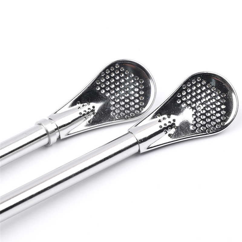 De acero inoxidable pajita para beber Filtro de té cuchara práctica Bar bebidas Accesorios