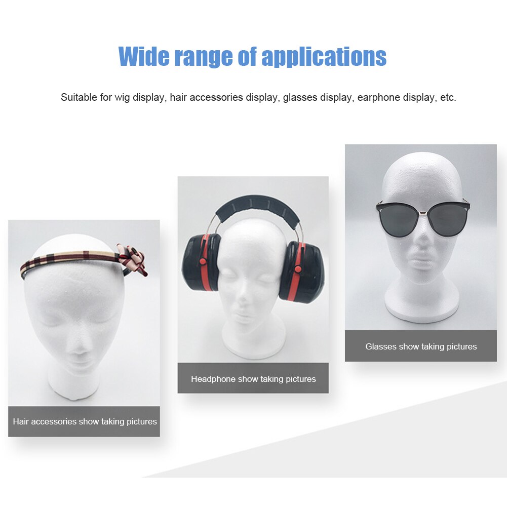 1 PC Female Styrofoam Foam Mannequin Manikin Head Model Hat Glasses Display Foam Mannequin Head Model Hat Wig Display Stand Rack