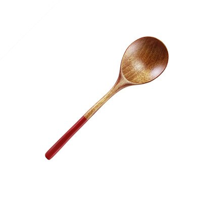 Cuillères à soupe japonaise en bois, cuillère à Dessert, petite cuillère à café en bois, cuillère à glace pour enfants, ustensiles de cuisine en bois, vaisselle 1 pièce: red