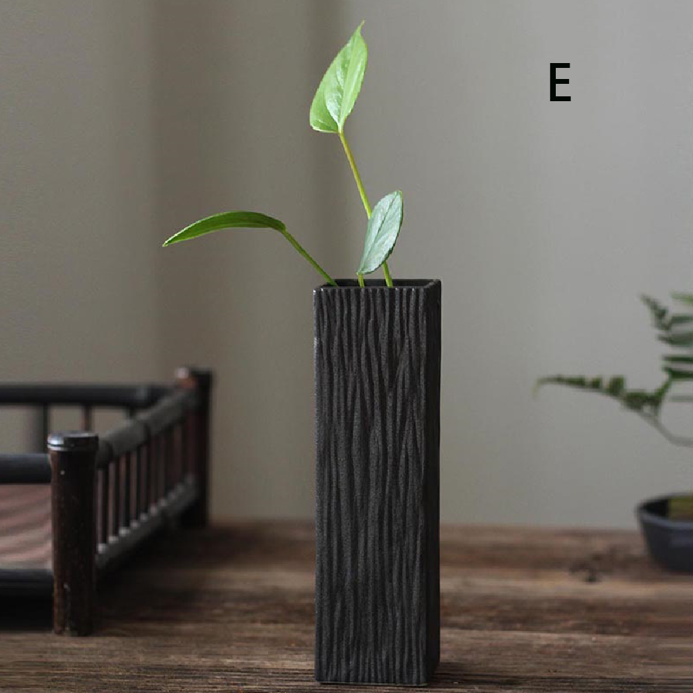 Décoration de vase en céramique Simple, décoration de table à manger de salon, petit vase de plante hydroponique: Black