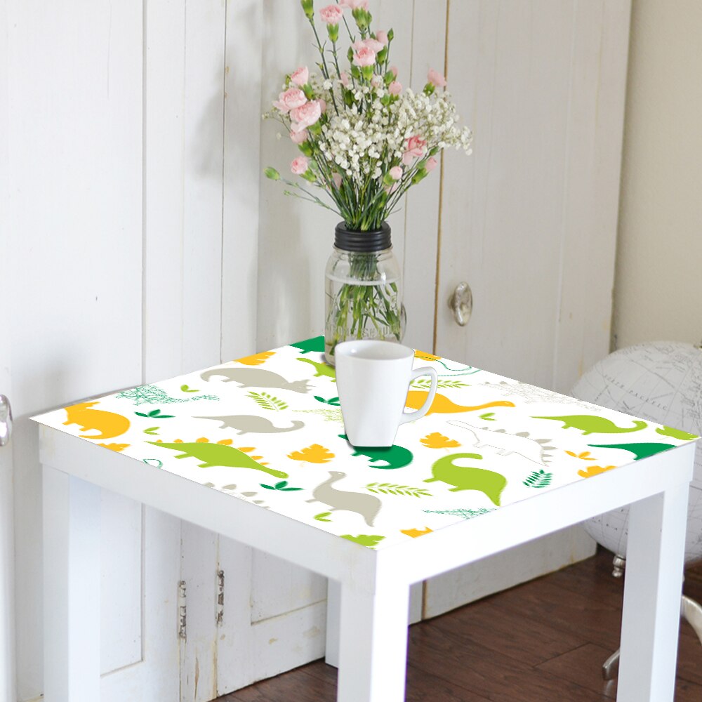 55x55cm Cartoon Dinosaur Tablecloth DIY Home Decor PVC Table Sticker For Kids Room Study Decoration Waterproof Desk Cover Decal