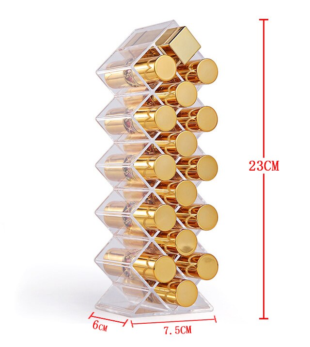 Cosmetic Storage Box 360 Degree Rotating Makeup Rack Crystal Pattern Drawer Organizer Shelf Display Stand Large Capacity: 16 Grids