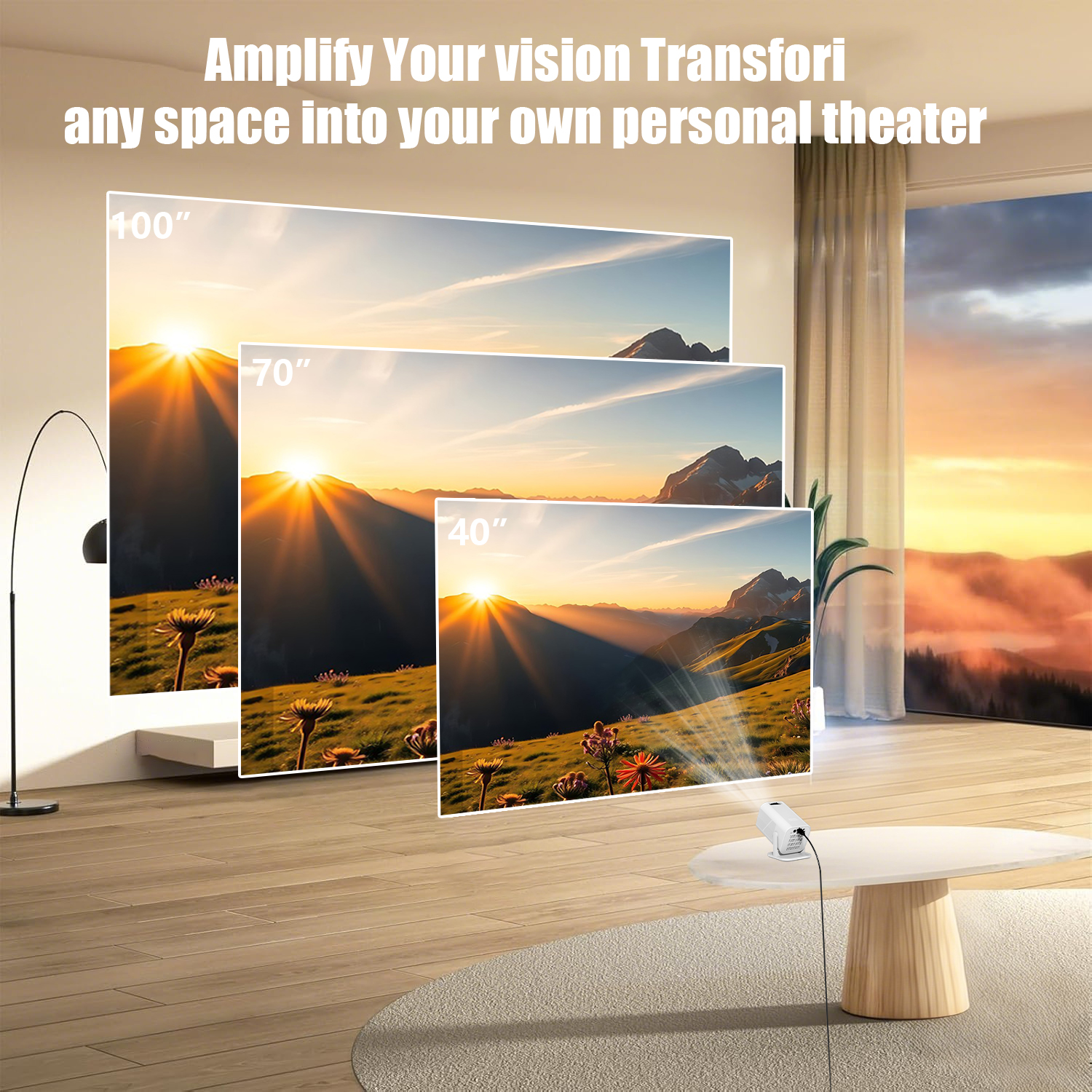 HD projector, mini projector, 180 degree rotation, compatible with phone/speaker/PC/USB, suitable for home theater/office