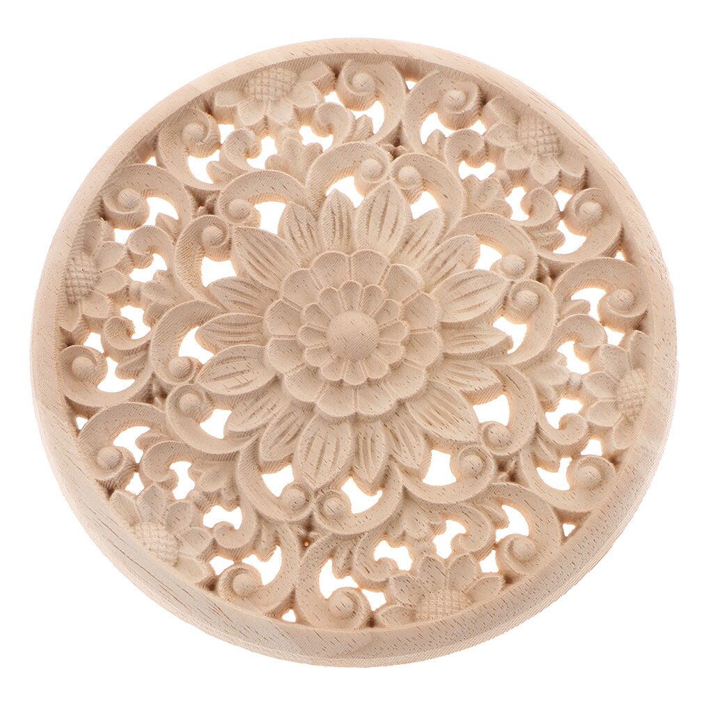 1Pcs Wooden Flower Corner Onlay Applique Frame, Home Furnishing Lintel, Unfinished Woodcrafts, Wall Decor