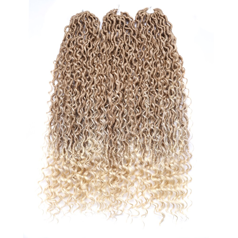 Goddess Locs Crochet Hair Faux Locs Wavy Crochet Curly Hair Faix Locs Crochet with Curly Ends River Curls Crochet Hair: 24-613