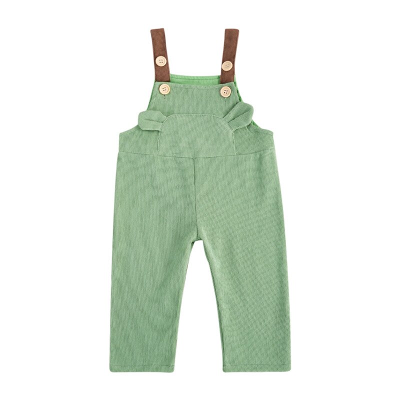 Nette Kleinkind freundlicher Sommer Kleidung Baby Junge Mädchen Band Kabel Hosen Hosenträger Einfarbig Overall 1-6Y: Grün / 4T