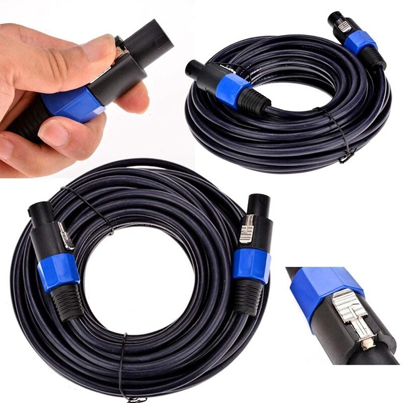 2 Pack 25 Ft Male Speakon to Speakon Cables, 12 Gauge AWG o Cord DJ Speaker Cable Wire with Twist Lock