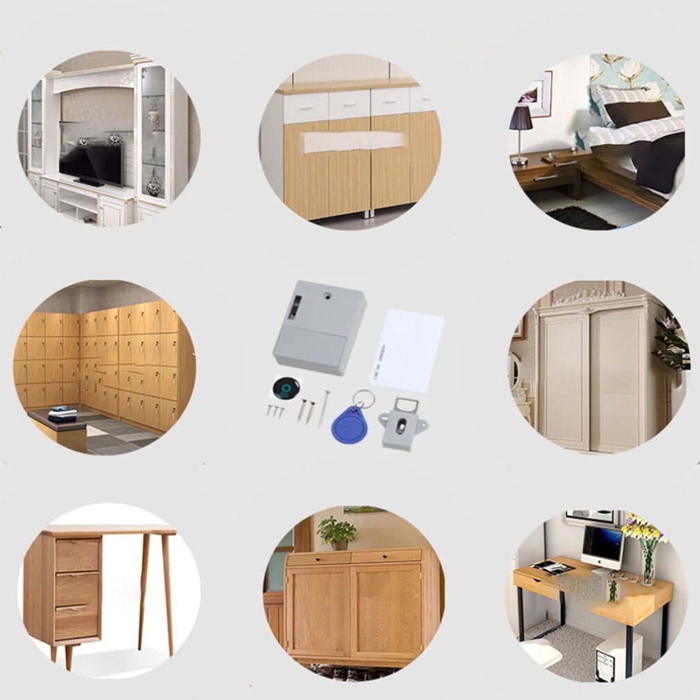 Free Hole Invisible Mortise Lock Drawer Lock Induction Lock Wardrobe Door Smart Lock Shoe Cabinet Electronic Card Lock