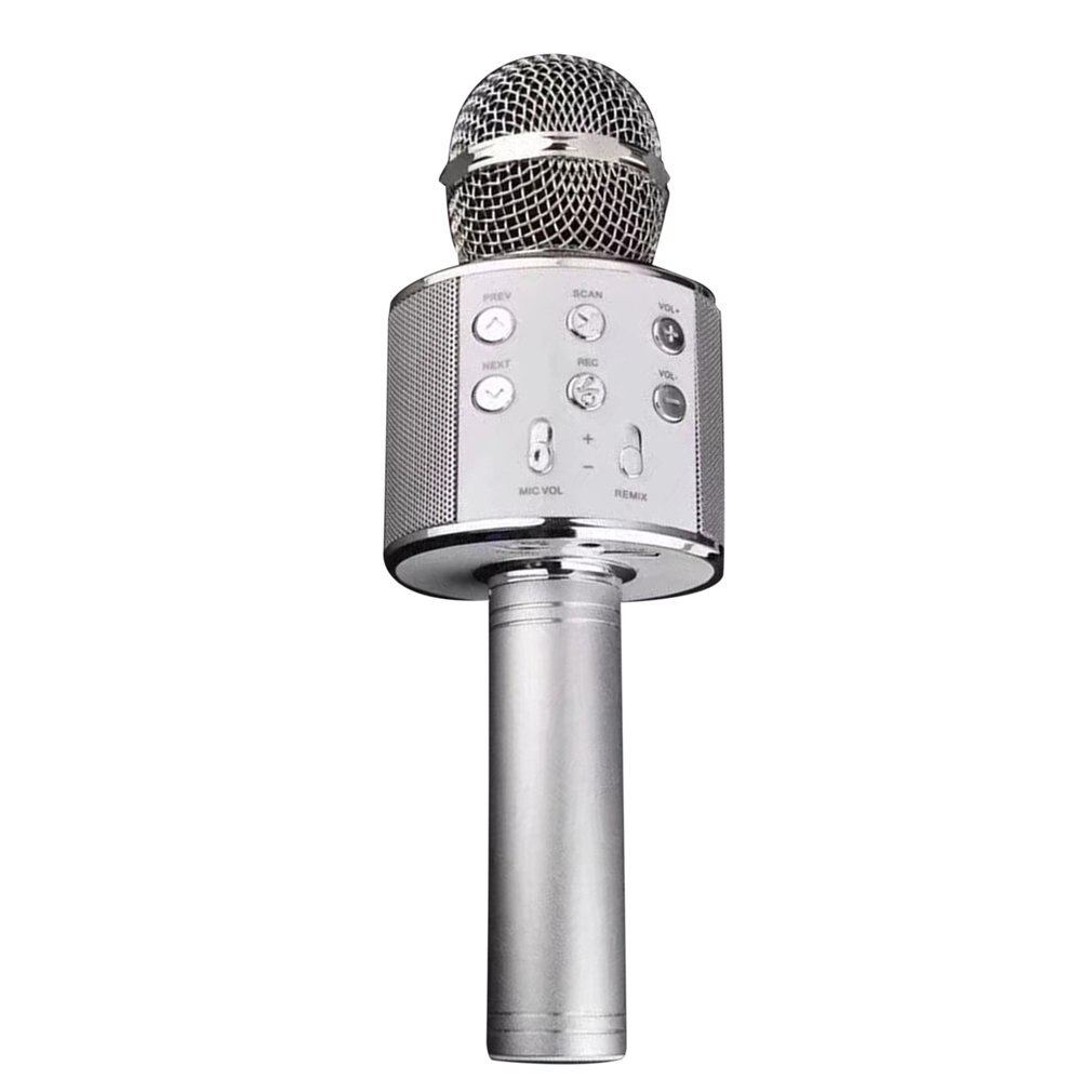 Microphone karaoké Bluetooth Microphone sans fil haut-parleur lecteur de Microfone portable enregistreur de chant micro: Sliver
