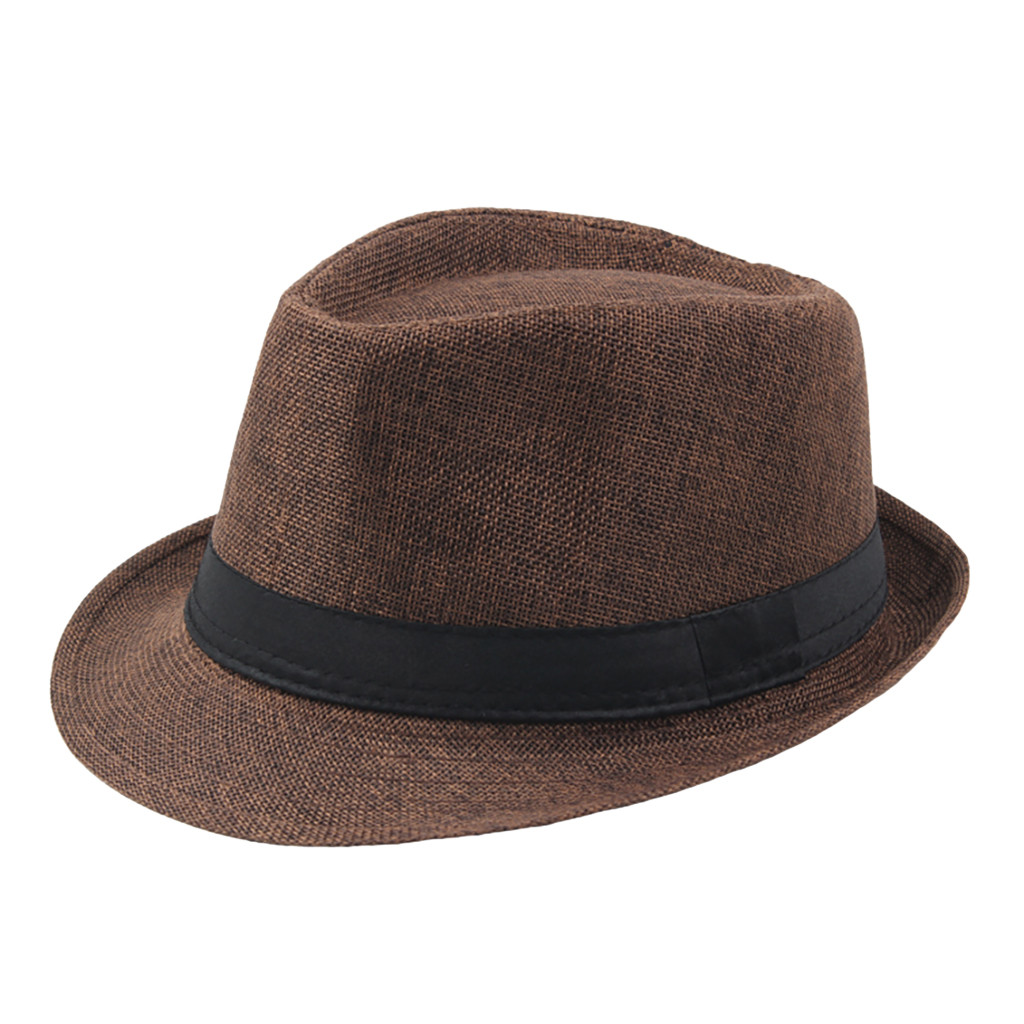 Jazz Sun Hats Men's Breathable Linen Top Cap Outdoor Sun Hat Straw Hats Visor Hip Hop Cap Summer Fisherman Hat Sunhats: Coffee