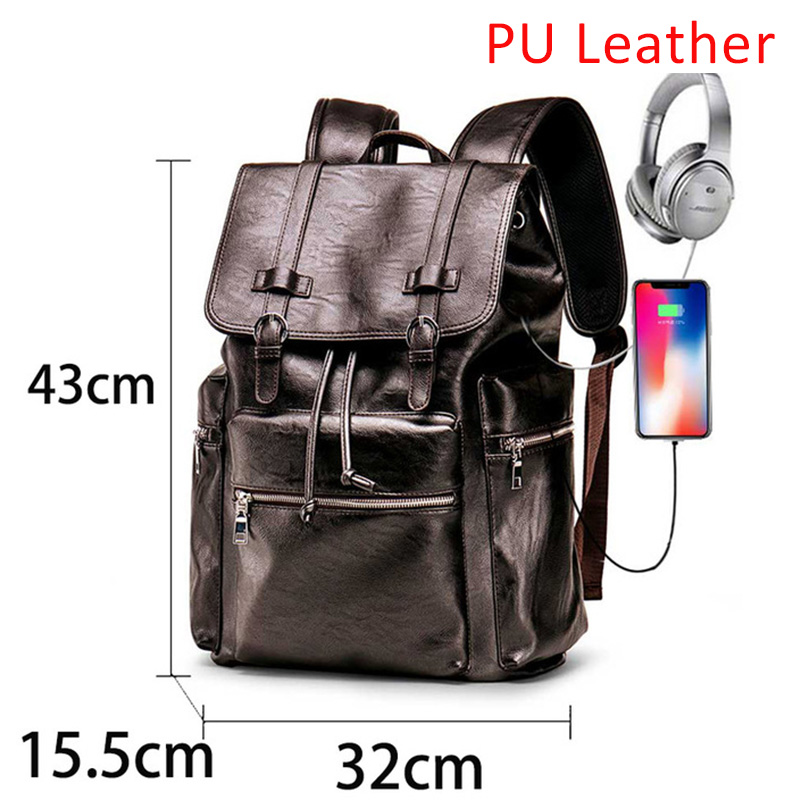 Anti Theft Men Backpack with Shoe Pocket Male Laptop Backpack PU Leather Black Travel Backpack Waterproof Travel Bag for Men: 5