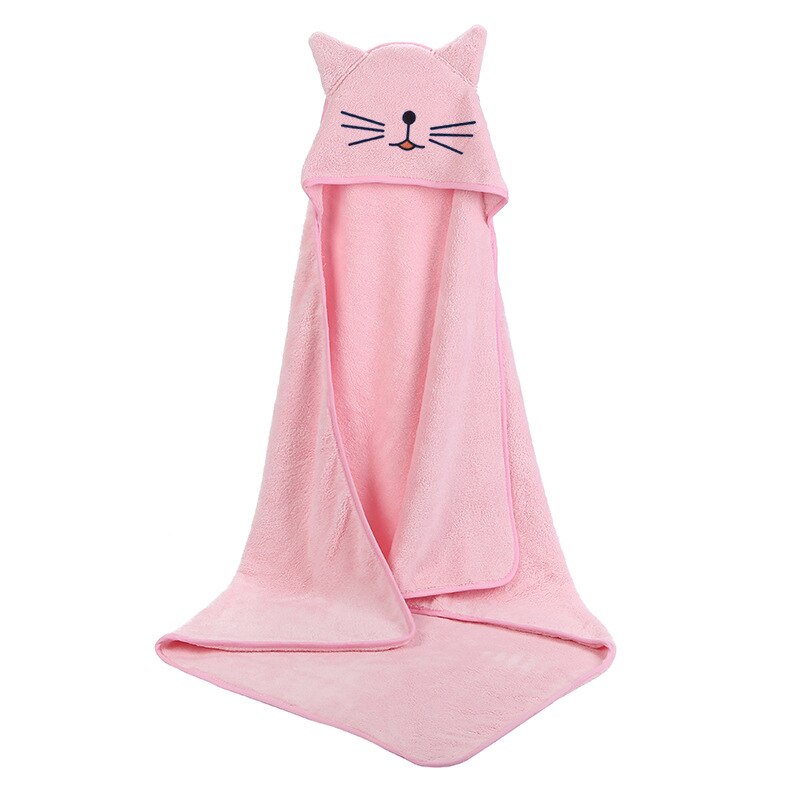 Serviette de bain en velours, essuie-corps pour Bebe Toalla Velvet 90*90cm avec capuche polaire agit aussi comme couverture pour -né,: Rose
