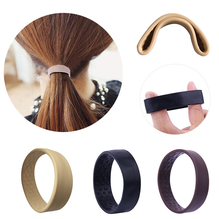 Silicone Foldable Elastic Hair Bands Women Girls Magic Ponytail Holder Stretch Hair Ties Simple Multifunction O Hair Accessories