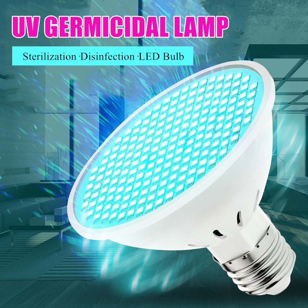 LED Germicidal Light Bulb E27 UVC Desinfection Lamp 25W 200LEDS Ultraviolet Bactericidal Lamp LED Kill Mites Light AC85-265V