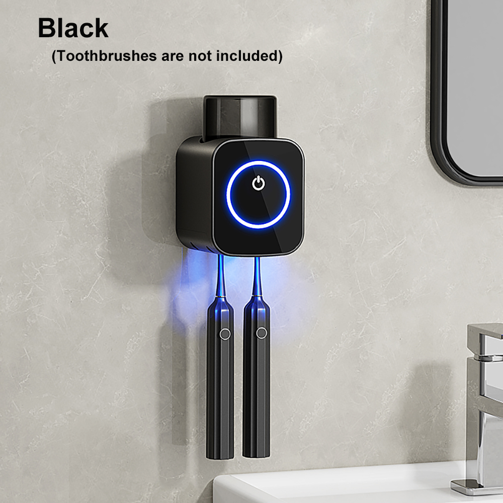 Tandenborstel Ontsmettingsmiddel Beugel UV Verwarmde Drooghouder Draagbare Wandgemonteerde Tandenborstel UV Sterilisator Spoelbeker Opslaghouder: Black