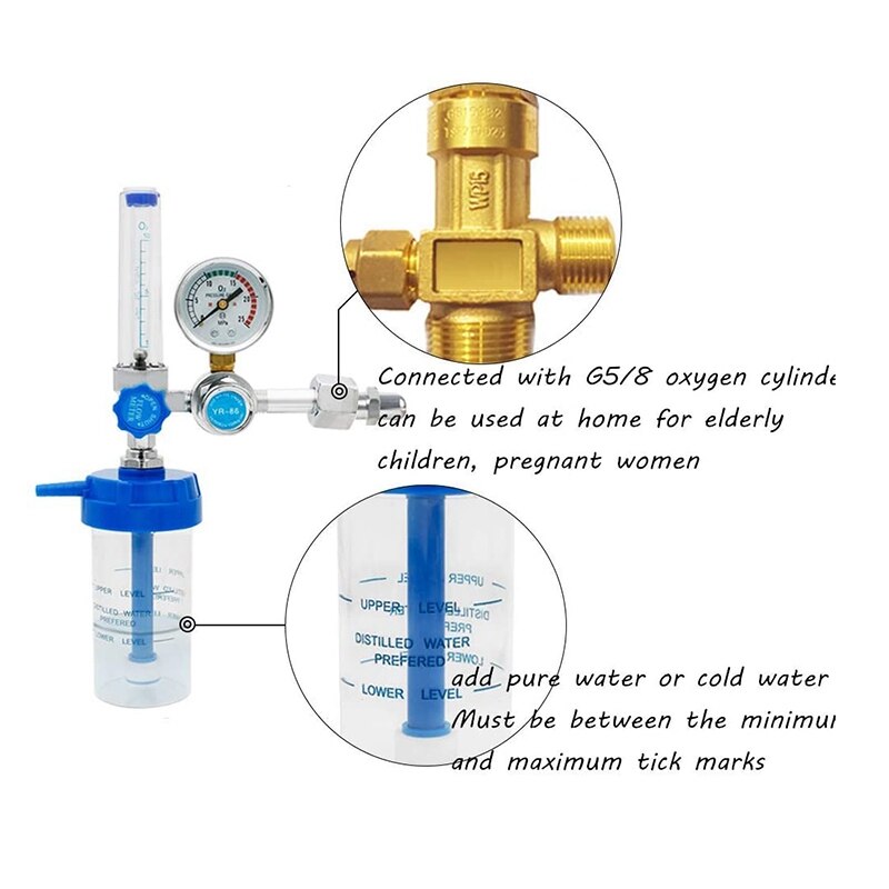 Zuurstof Flow Zuurstof Flowmeter Manometer Druk Zuurstof Valve Regulator 0-10L/Min G5/8