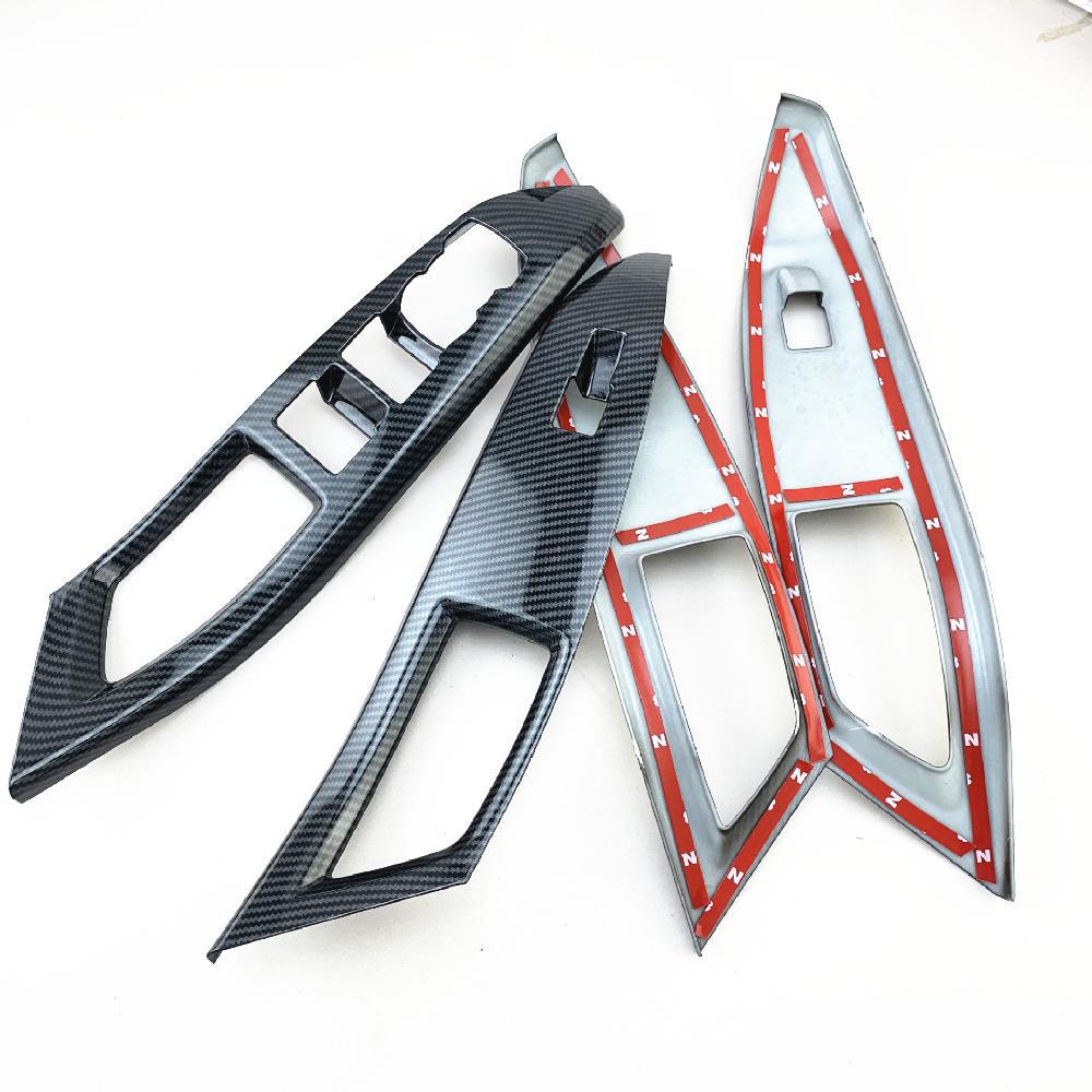 Car Carbon Fiber Window Lift Panel Switch Cover Trim For Ford Focus