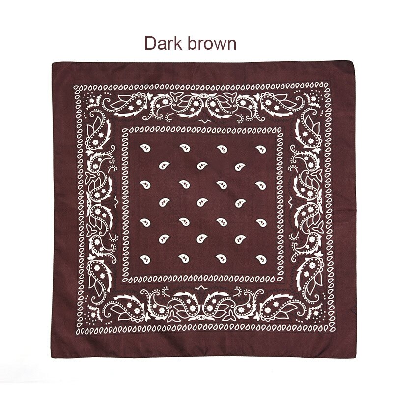 Hip Hop 100% Cotton Bandana Square Scarf 55cm*55cm Black Red Paisley Headband Printed For Women/Men/Boys/Girls: Brown