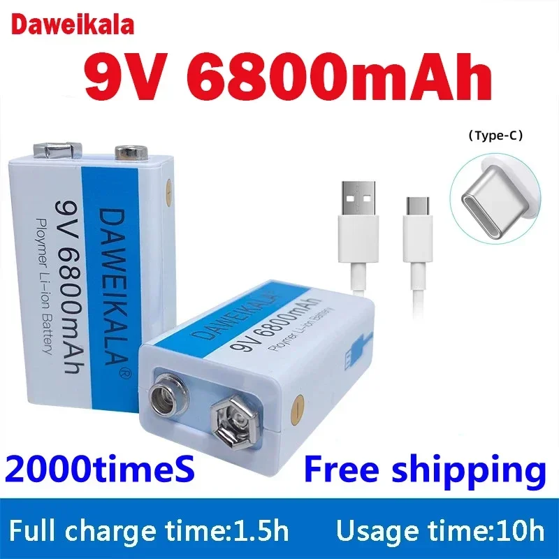 9V 6800mAh li-ion Rechargeable battery Micro USB Batteries 9 v lithium for Multimeter Microphone Toy Remote Control KTV use