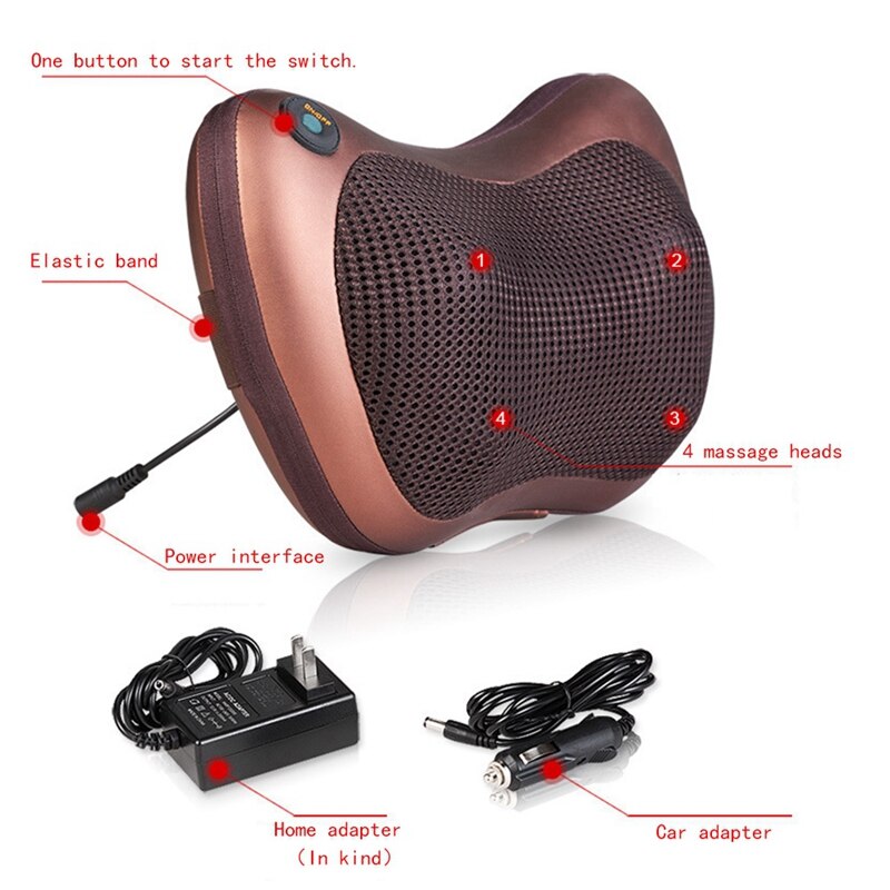 Roller Massage Kussen Voor Nek Stoel Infrarood Verwarming Kneden Nek Schouder Auto Shiatsu Massage En Ontspanning Eu Plug