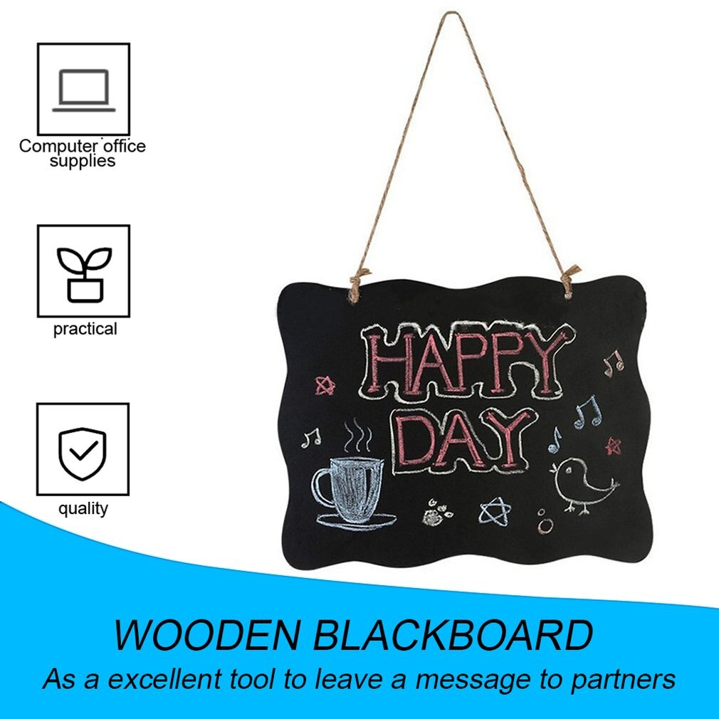 Hanging Wooden Blackboard Double Sided Erasable Chalkboard Wordpad Message Black Board Office School Supplies