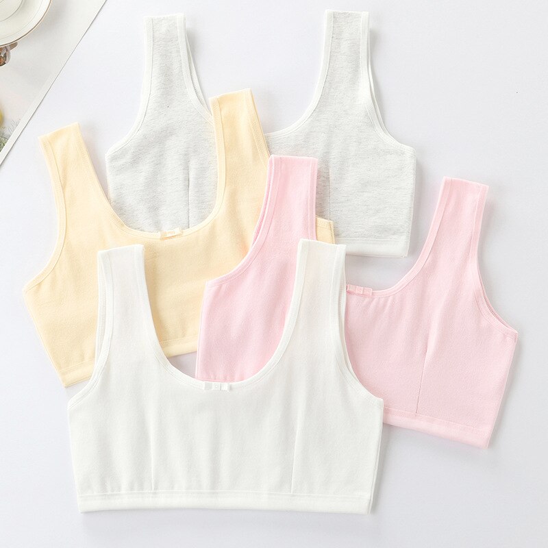 4 Stks/partij Meisjes Brasserie Ondergoed Katoen Kinderen Beha Dot Adolescente Meisjes Training Bras Ademend Tiener Meisje Tops Crop: 1-21GN009