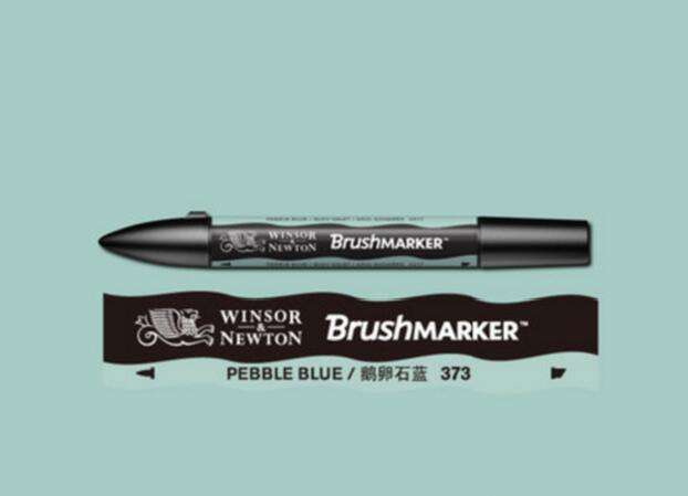 Winsor & Newton Brushmarker Marker Pennen Kwast Alcohol Gebaseerde Snelle Droge Blauw Groen Tones: Pebble Blue