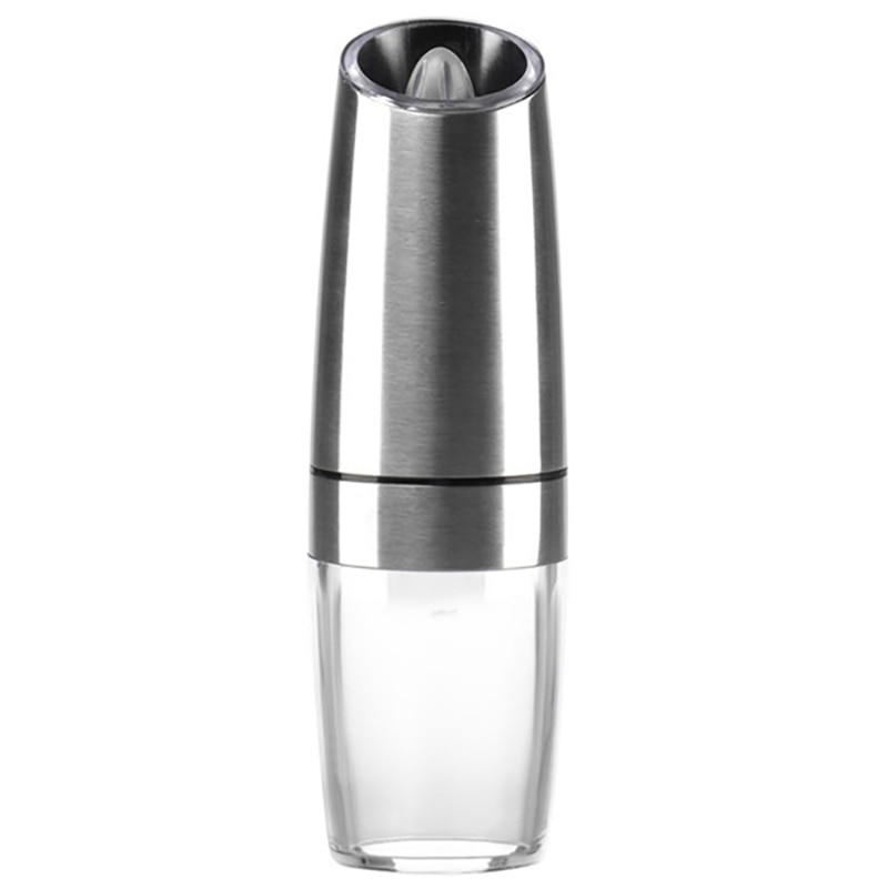Elektrisk saltpepparkvarn, automatisk pepparkvarn och saltkvarn, bekväm justerbar malningsgrovhet (svart, silver)