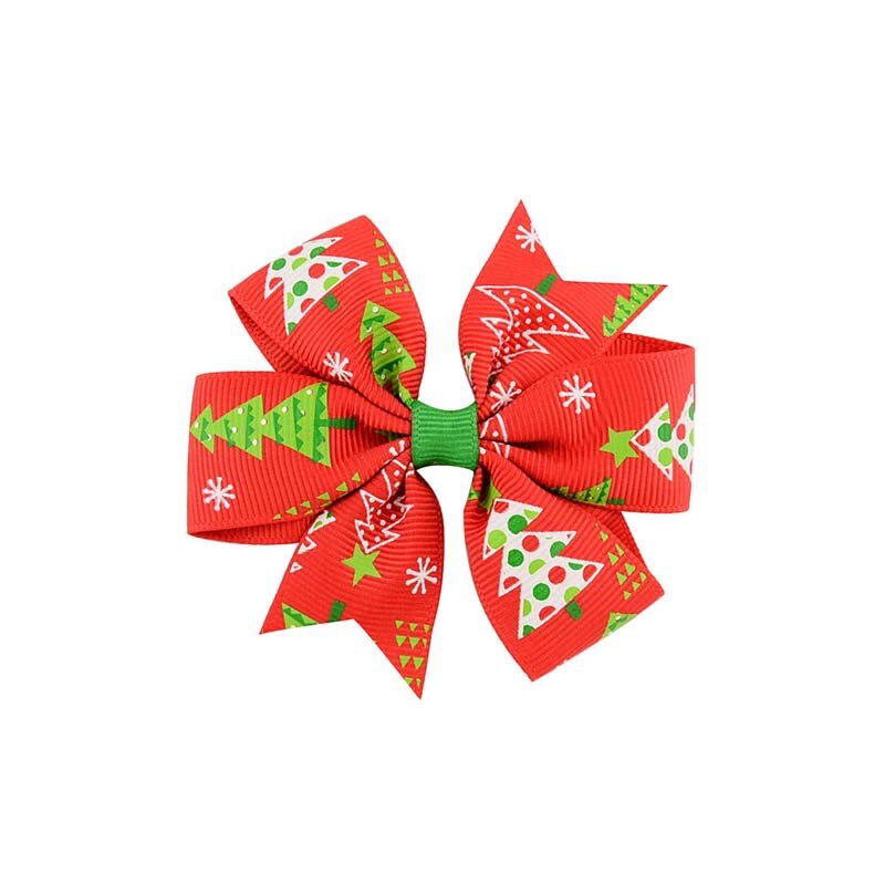 12 stks/partij 3 "Zwaluwstaart Grosgrain Bloemen Lint Bows met Clip Kinderen Meisjes Organza Hair Bows Voor Kerst Dag Haar accessoires