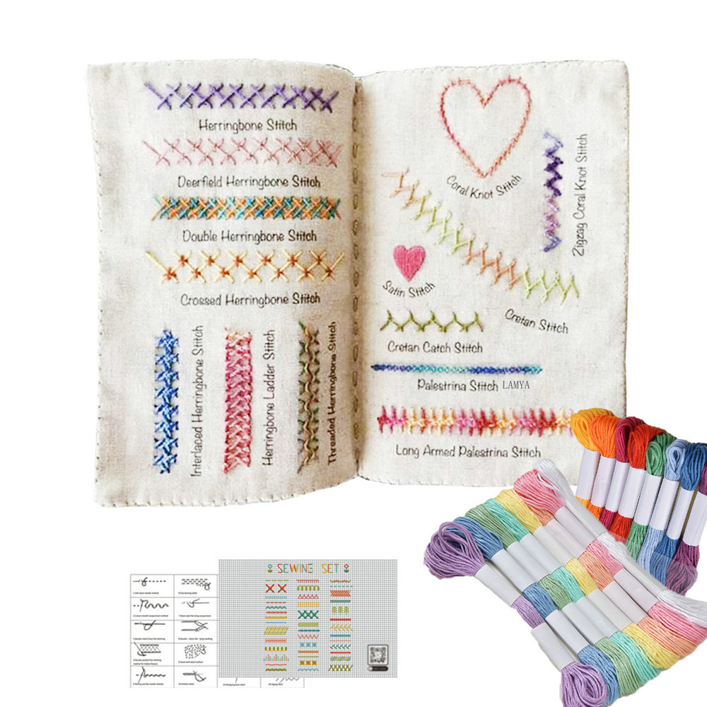 6 Pages Embroidery Stitches Book, DIY Stitch Books, Embroidery sewing books, Beginner Embroidery Sewing Kit