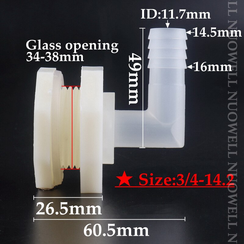 3Pcs G3/4" Aquarium Inlet Water Drain Joint Fish Tank Hose Connector Pagoda Elbow Seafood Pool Water Bucket Drain Accessories: 3l4-14.2