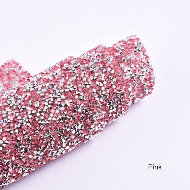 Tissu à strass brillants, 8 couleurs, 24x40cm, pour confection de robes pour nouvel an, DIY, , F0331: Pink