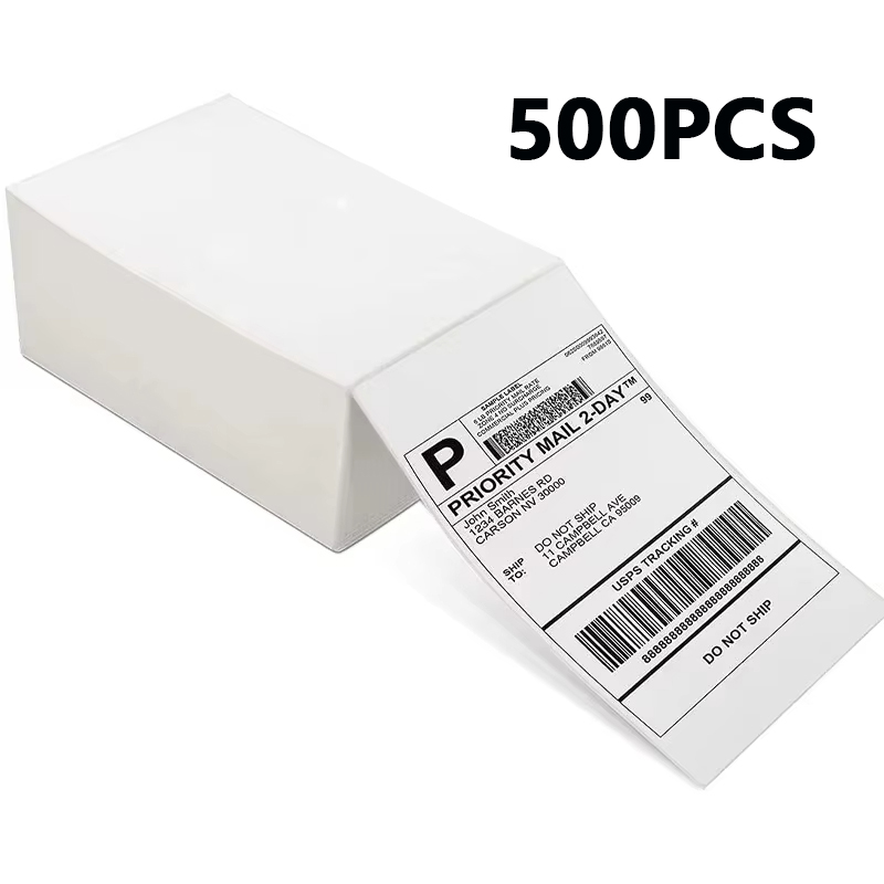 4x6 Inch 100/500 sheets Thermal Label Printer Self-Adhesive Thermal Printing Paper DHL UPS Express Barcode Label: black