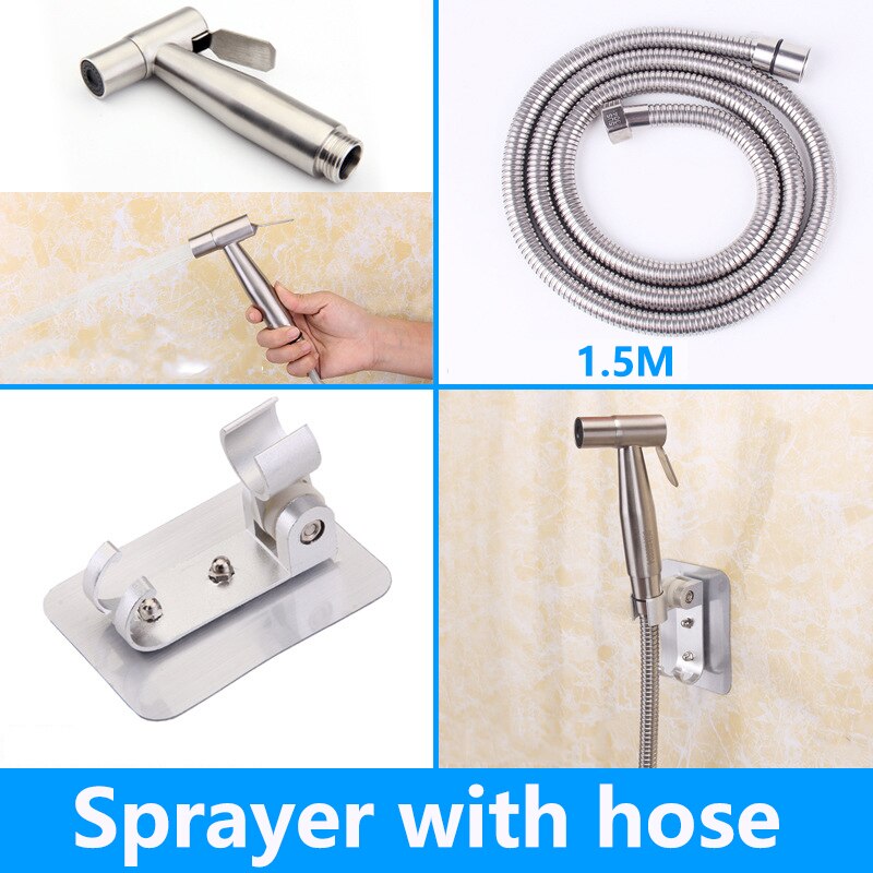 Handvat Douche Bidet Sproeier Set Kit Rvs Hand Bidet Kraan Voor Badkamer Handspuit Douchekop Zelfreinigende