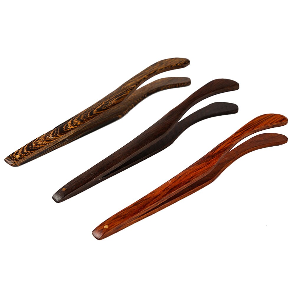 3PCS Tea Clamp Tea Ceremony Accessories Solid Wood Tea Clamp Wooden Tea Set Accessories for Tearoom Office Teahouse