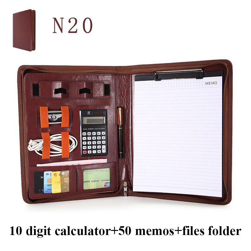 A4 Leather Clipboard File Folder Multi-function Folder Organizer Office Manager Clip Writing Pads Contract Briefcase Portfolio: C3