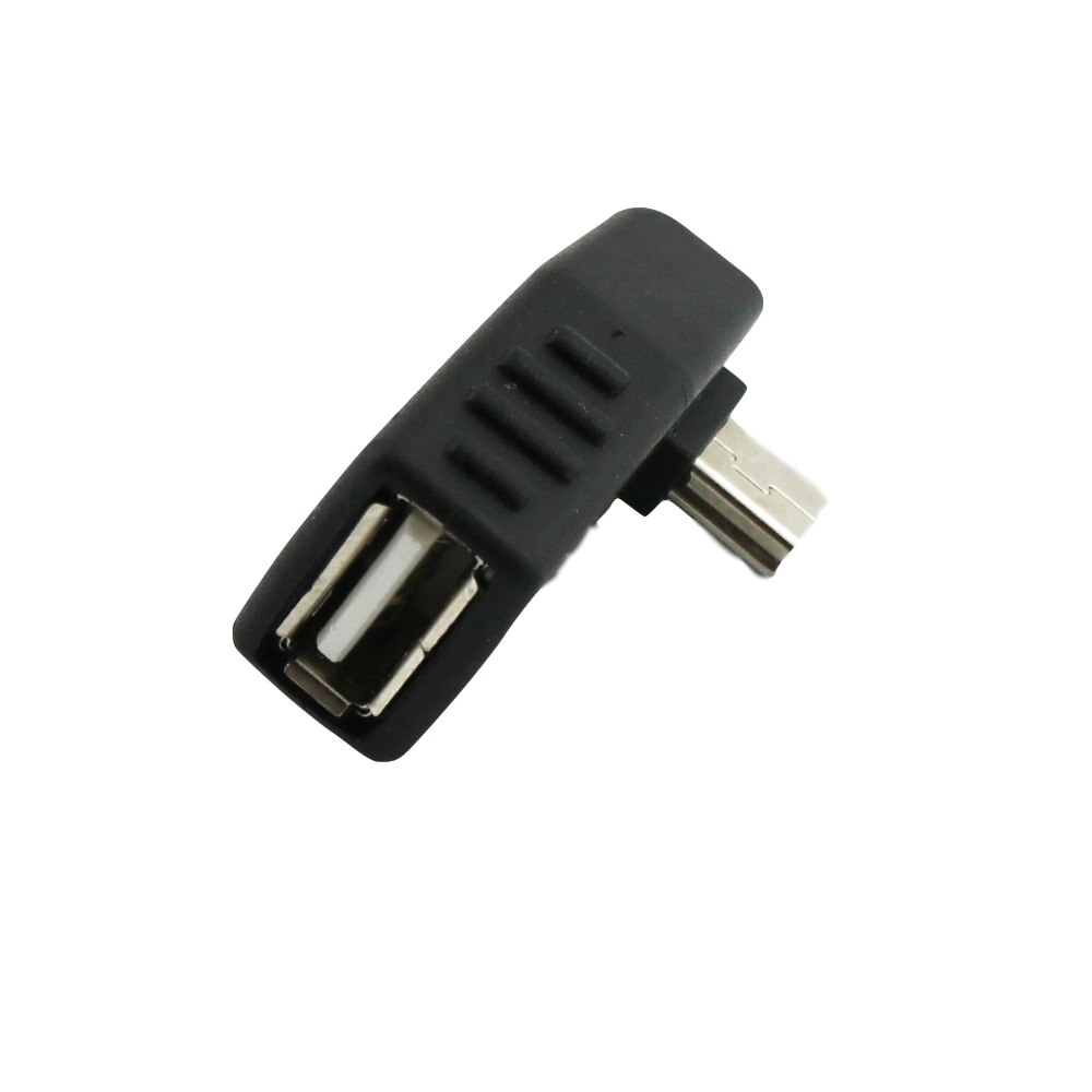 2x Mini USB 5Pin B Male naar USB 2.0 Type A Vrouwelijke OTG Host Adapter Links/Rechts/UP /Down Hoek Zwart