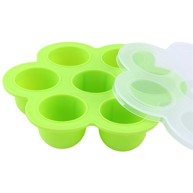 Baby Food Supplement Food Freezer Box Silicone Tray 7 Grid With Clip - On Lid Perfect Storage Container Kids Food Plate: Green