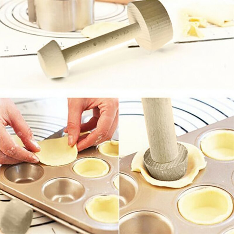 Instant Tart And Pie Molder Cake Mold Baking Tool Wood Egg Tart Pusher Double Side Tart Tamper Pastry Pusher Wooden Eggtart Mold