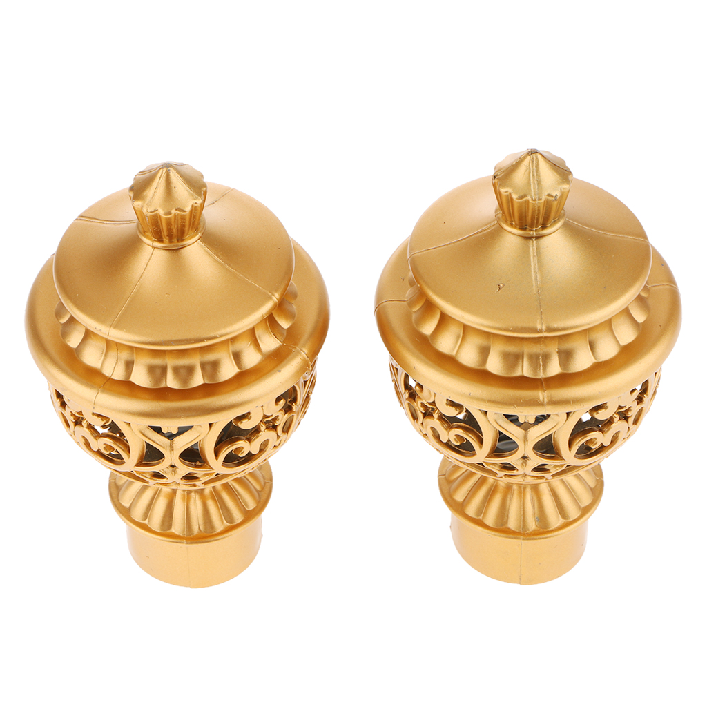 1 Pair Retro Curtain Decorative Pole Rod Finials Ends Heads Fits 28mm Rod: Golden D