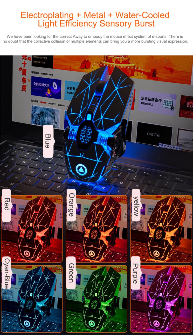 Gaming Mouse Rechargeable Wireless Silent Mouse LED Backlit 2.4G USB 1600DPI Optical Ergonomic Mouse Gamer Desktop For PC Laptop