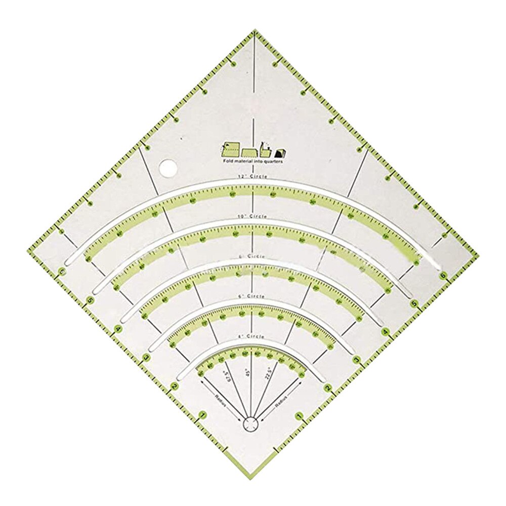 Regla de corte de arco multifuncional cuadrada, herramienta de manualidades de costura, cortador circular, bricolaje, Parche de corte