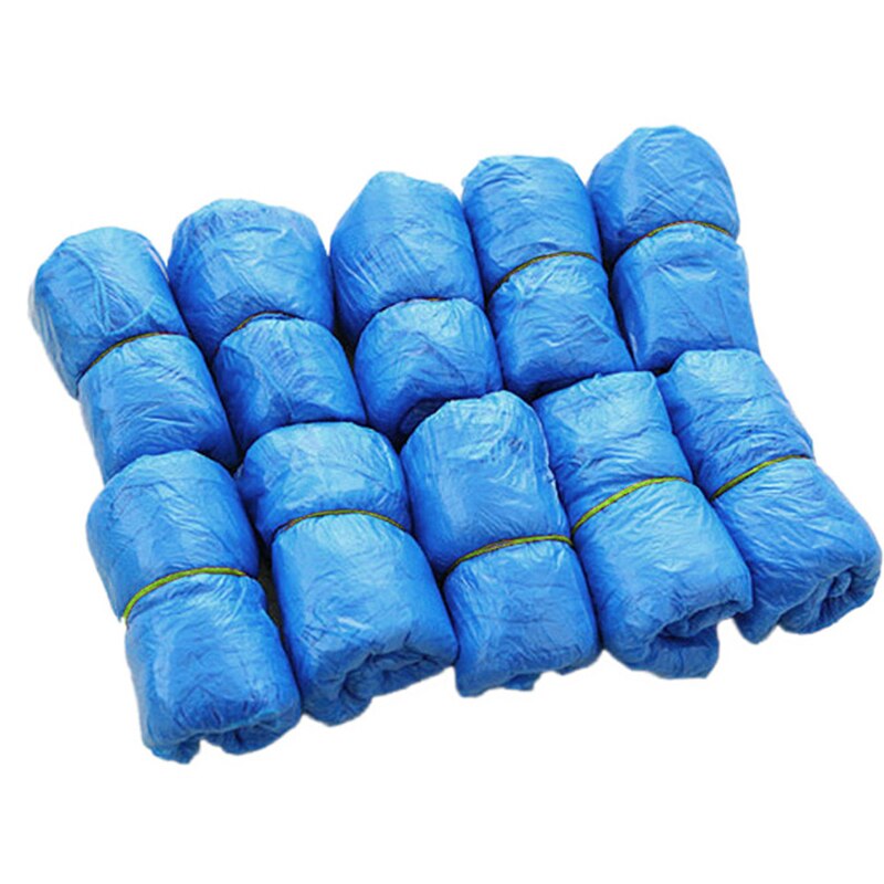 100 Stuks Wegwerp Plastic Overschoenen Waterdichte Modder-Proof Boot Covers Overschoenen Regen Overschoenen Blauw Kleur Solid