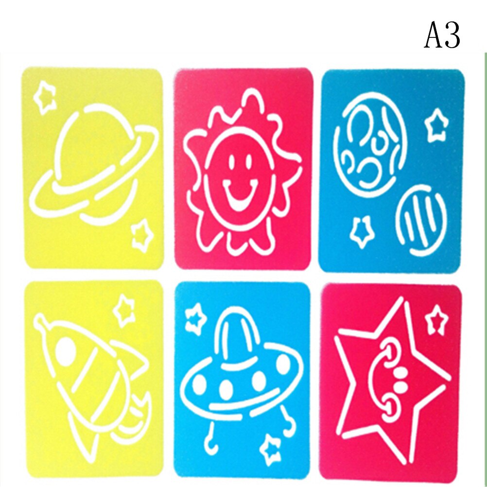 6Pcs Children Multi Shaped Plastic Rulers Painting Drawing Template Stencil Kids Children Learning Art Tool Colorful Drawing Toy: 3