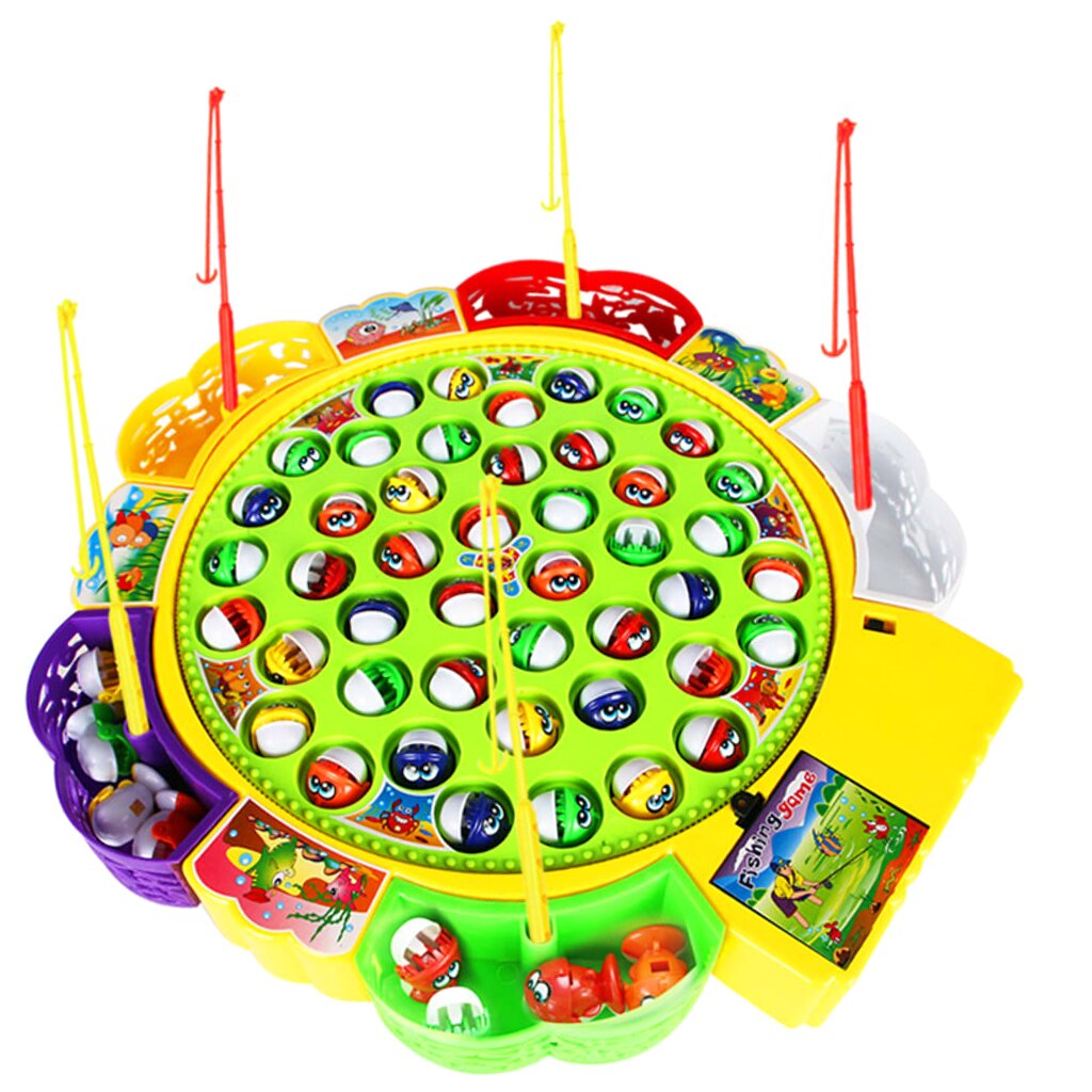 Fun Fishing Game Set Electronic Musical Rotating Fishing Board Games Toys