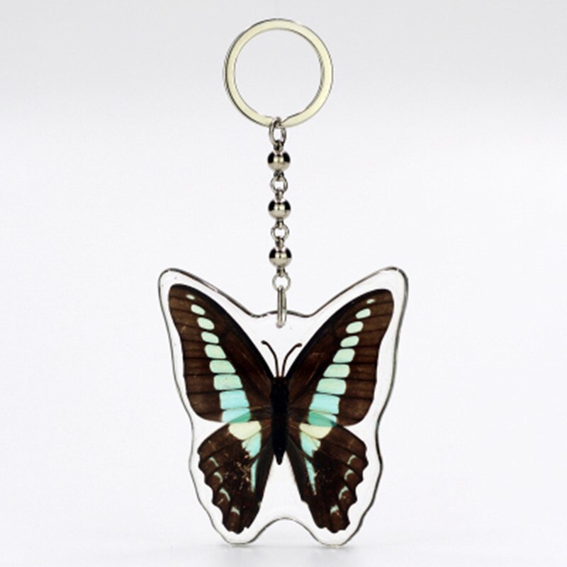 1 stk insekt eksemplar sommerfugl kunstig rav nøgleringe piger personlighed harpiks taske hængende spænde hun: 5