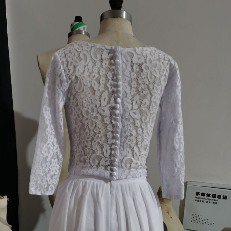 3/4 Long Sleeve Wedding Lace Jacket Scoop Bridal Wrap Bolero White Ivory Plus Size Weddng Coat