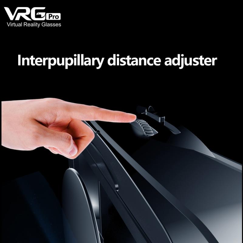 VRG Pro-gafas VR 3D de realidad Virtual, lentes de realidad Virtual de gran angular con pantalla completa, caja de gafas VR para teléfonos inteligentes de 5 a 7 pulgadas, color negro