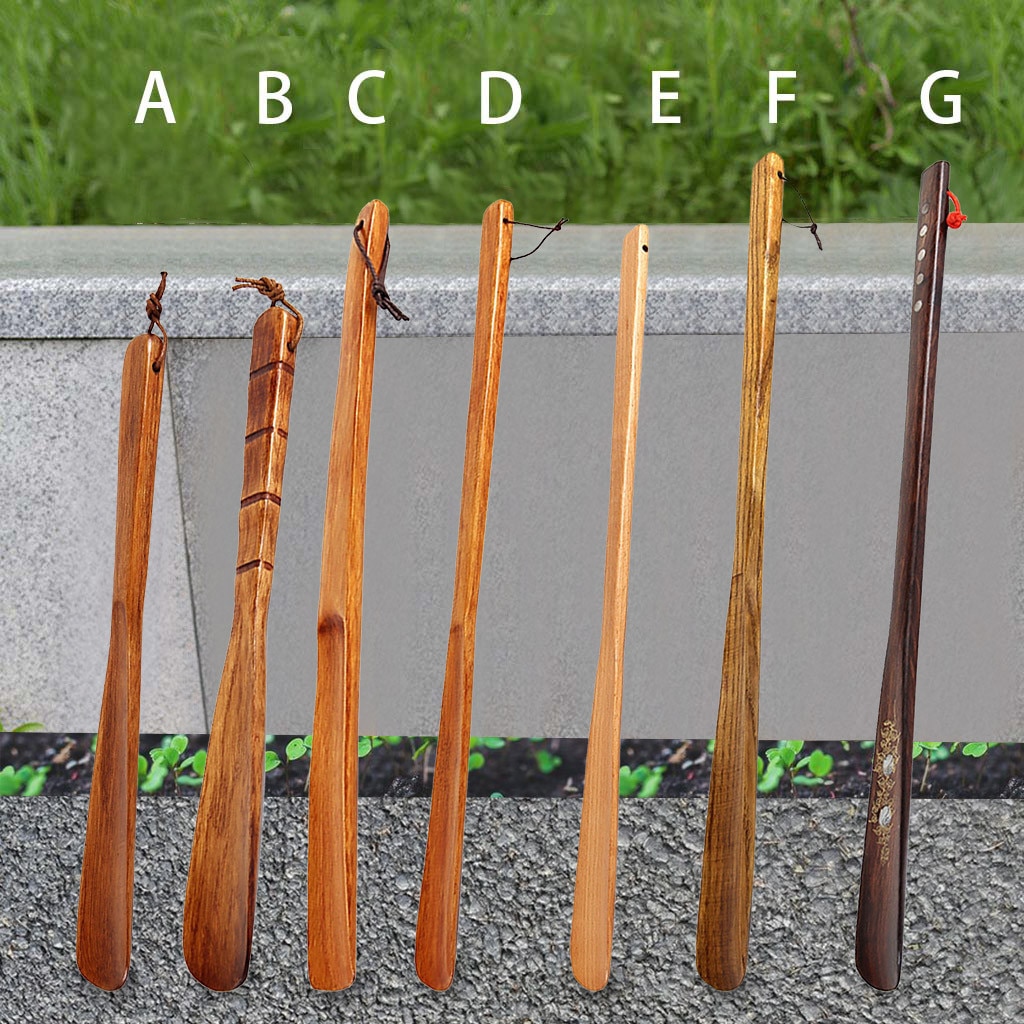 Wood Shoe Horn Lazy Unisex Wear Shoe Horn Profession Convenient Helper Shoehorn Shoe Easy On And Off Shoe Sturdy Slip Aid 1PC
